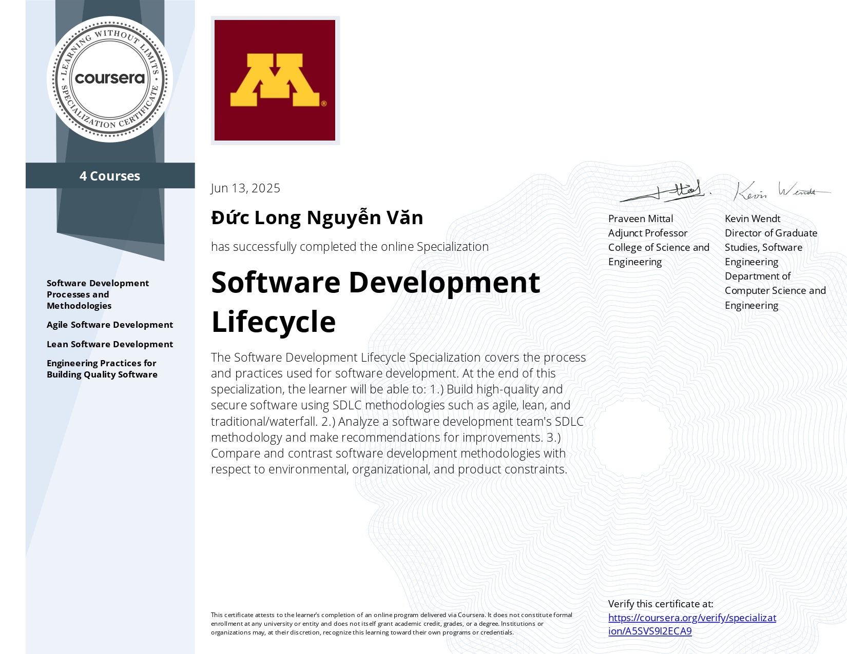 SDL Certificate